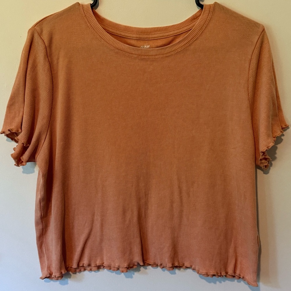 Aerie Short Sleeve Ribbed T-Shirt Soft Rust Large